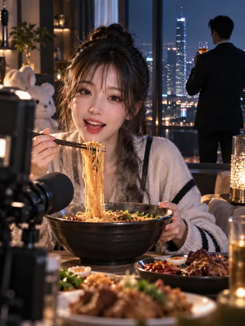深夜吃播连线，神秘富豪刷爆全屏 - 黄瓜短剧 高清剧照